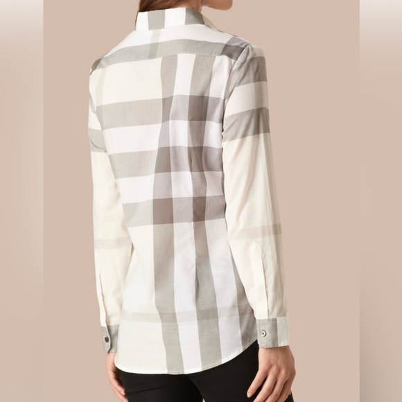 Burberry White and Gray Plaid Button-up Shirt - Picture 11 of 11